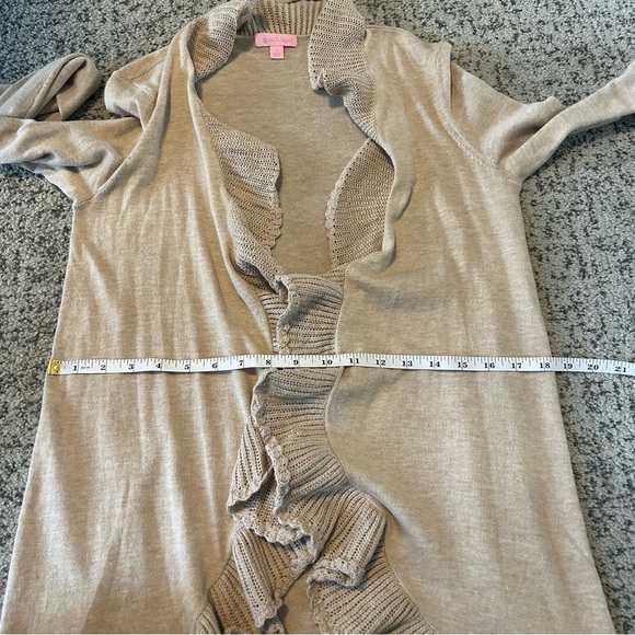 Lilly Pulitzer Gold Metallic Cascading Ruffle Kiernan Cardigan Size Small - Picture 8 of 10